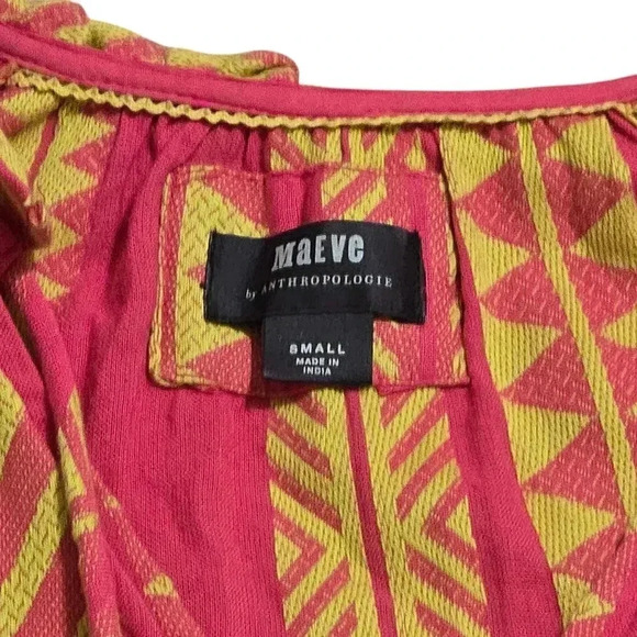 Maeve by Anthropologie Size SmallPretty Pink and Green Dress With Longsleeve - Picture 6 of 8